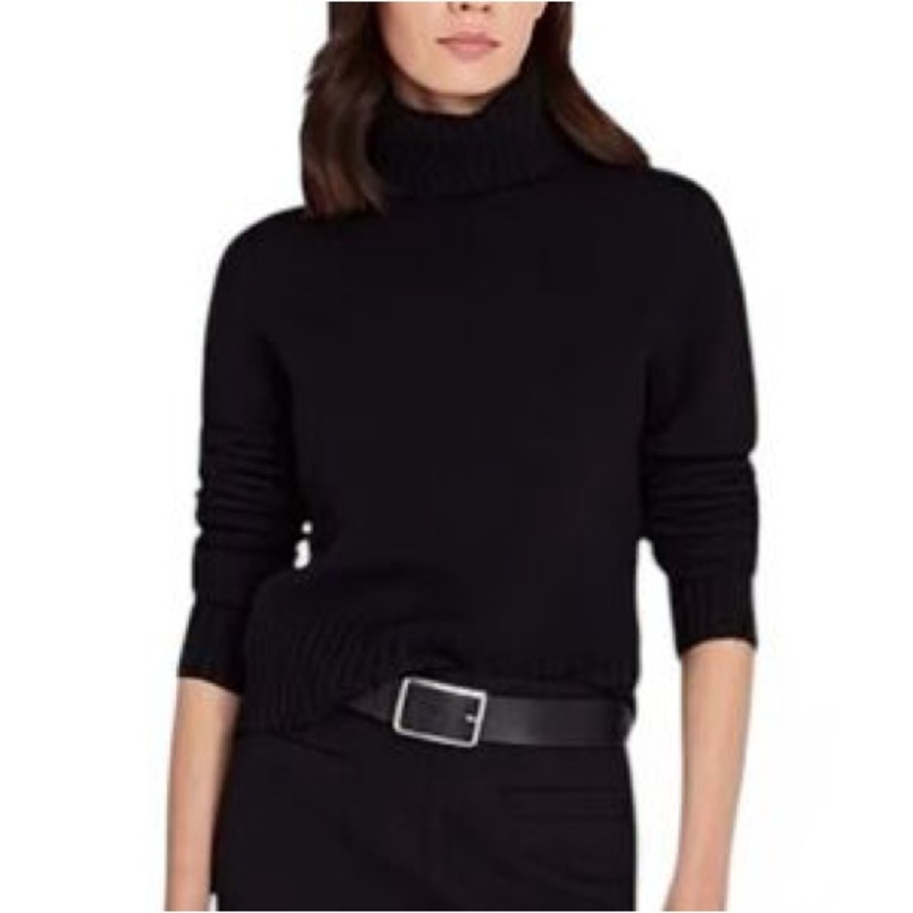 Club Monaco Sweater Turtleneck Black Solid Cotton Chunky Women's size Small